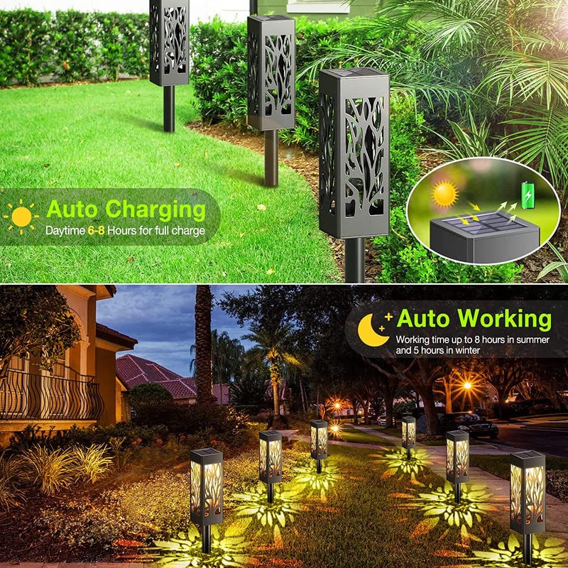 WdtPro Solar Lights Outdoor Garden, 6 Pack Garden Lights Solar Powered Waterproof with Warm White LED Lights, Solar Garden Ornaments Outdoor for Patio, Yard, Pathway Dusk to Dawn Auto On/Off