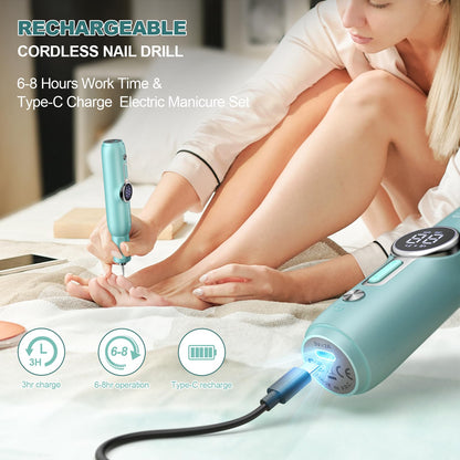 Electric Nail Drill Professional, 45000RPM Cordless Electric Nail File for Acrylic Gel Nails, Professional Nail Drill Manicure Pedicure Polishing Shape Tools for Home Salon