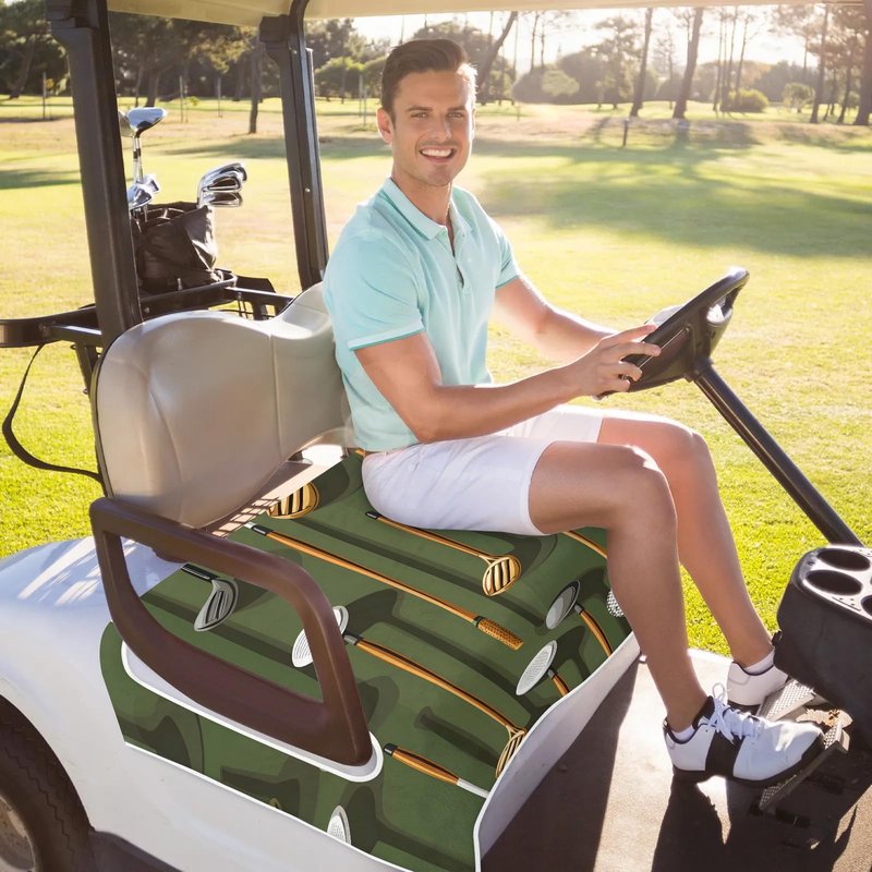 Obtravar Golf Golf Cart Seat Covers Club and Ball Sport Theme Non Slip Washable Golf Cart Seat Towel Blanket Fits All 2 Seats Golfs Club Carts Club Accessories, 51"x31"