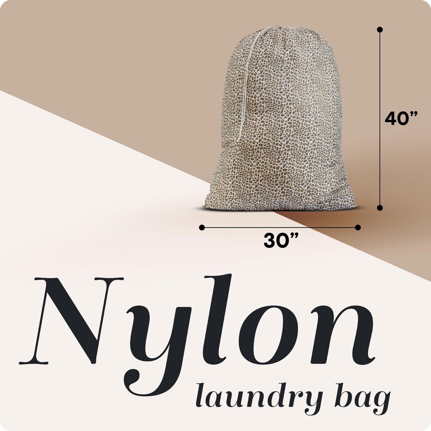 Handy Laundry Nylon Bag - Locking Drawstring Closure, Machine Washable, These Large Bags Will Fit a Laundry Basket and Strong Enough to Carry up to Two Loads of Clothes. (Leopard | 30" x 40")