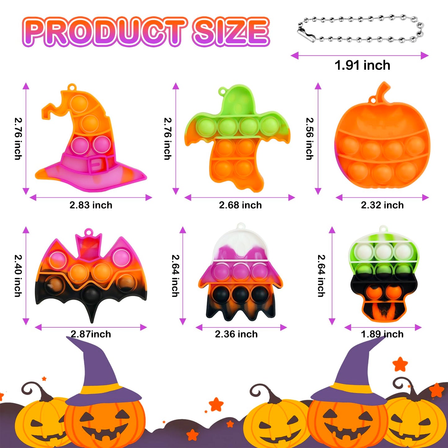 JDSTY 24 Pack Halloween Mini Fidget Sensory Pop Toys for Kids Boys Girls Halloween Party Favors Halloween Treat Bags Gifts