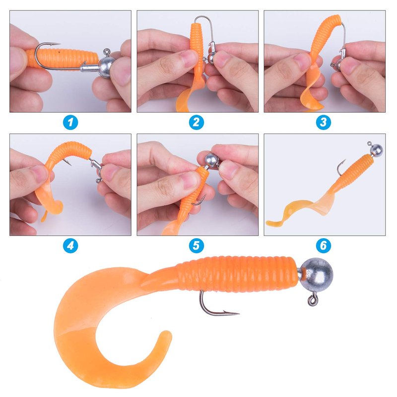 Goture Round Jig Head, Jig Head Hooks for Freshwater Saltwater Fishing, Swimbait Jig Heads with Fishing Box for Trout Bass Fishing, Crappie Jig Heads(3/16oz,50pcs)