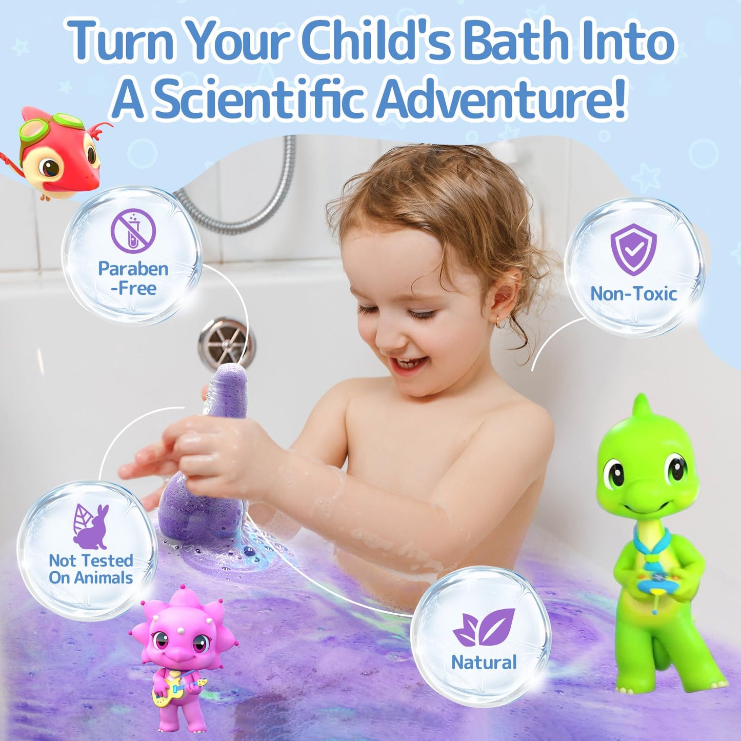 Bath Toys for Kids Potion, SWCANDY 6 Pack Bath Bombs Fun Time Bathtub Colorful Bubble Foam Boys Girls with Indoor Outdoor Scientific Soap Magical Nontoxic Fizzes Eruption Age 4-8 Years Old Toddler