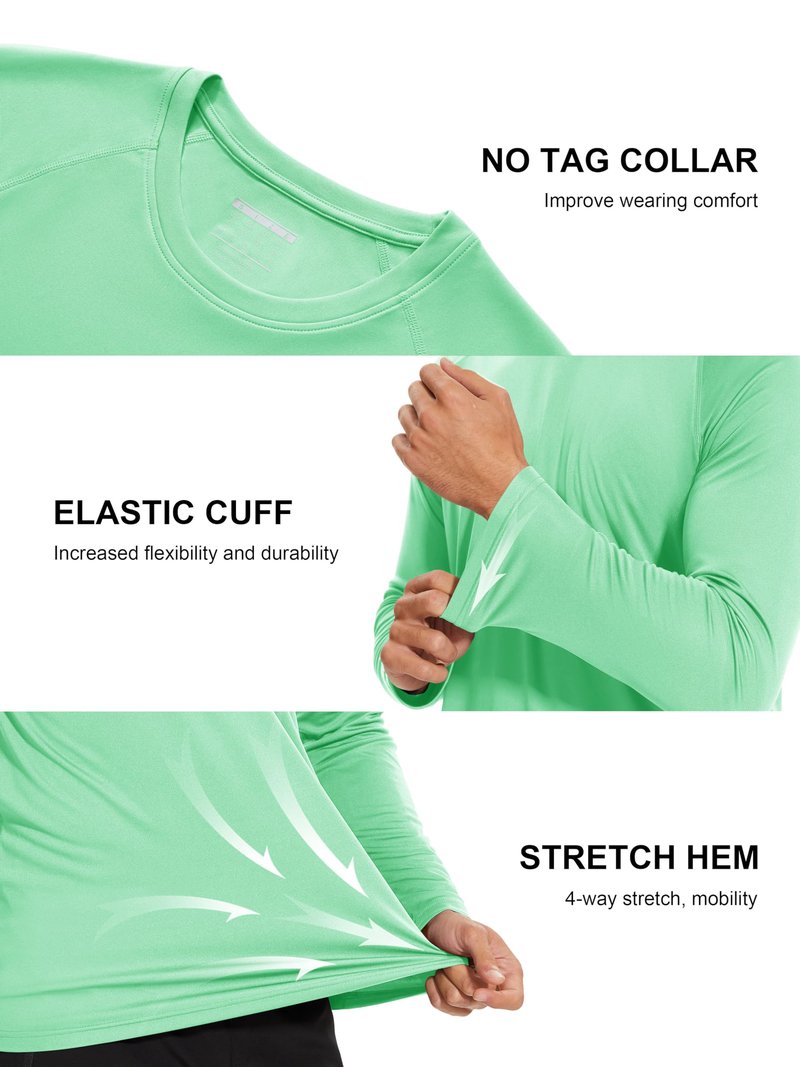 MAGCOMSEN Hiking Shirts for Men Long Sleeve Running Shirts Quick Dry Shirts UV Protection T Shirts Sun Protection Athletic Shirts