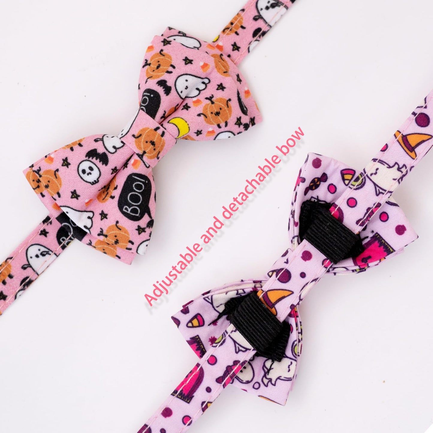 Faygarsle 2 Pack Breakaway Cute Halloween Cat Collar Collection Ghosts Pattern with Bell for Kittens Female Male Cats Seasonal Holiday Bowtie Fall Cat Collar Pink Purple