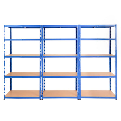 BiGDUG Heavy Duty Garage Shelving Unit 3 Bay - 179x90x60 cm - 200kg UDL Per Shelf (1000kg Per Bay) - 3x Blue Storage Shelves - 5 Tier Shed Shelving