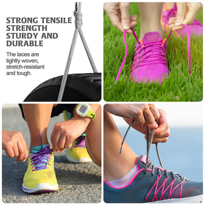 DELELE 2Pair Oval Shoes laces 42 Colors Half Round 1/4" Athletic ShoeLaces for Sport/Running Shoes Shoe Strings White -45 inch