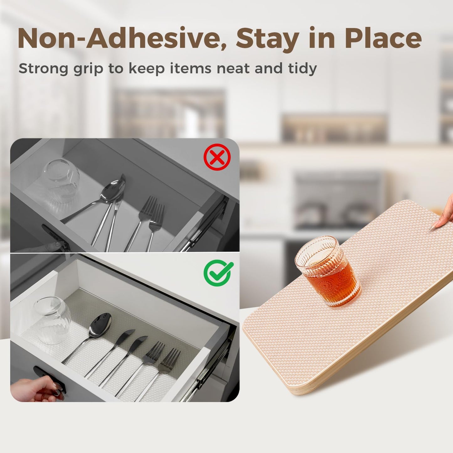 ALIUNI 100% EVA Shelf Liner for Kitchen Cabinet, 12" x 240" Drawer Liners Non Adhesive Non Slip Waterproof Plastic Paper, Dresser Pantry Bathroom Refrigerator Protector, Clear