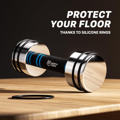 Adjustable Dumbbell Set 10lb Pair (5lb/7lb/8lb/10lb) Set of 2 Steel Dumbbells Chrome Weights with Foam Handles Home Gym Workout (Standard-Finish 10lb×2)