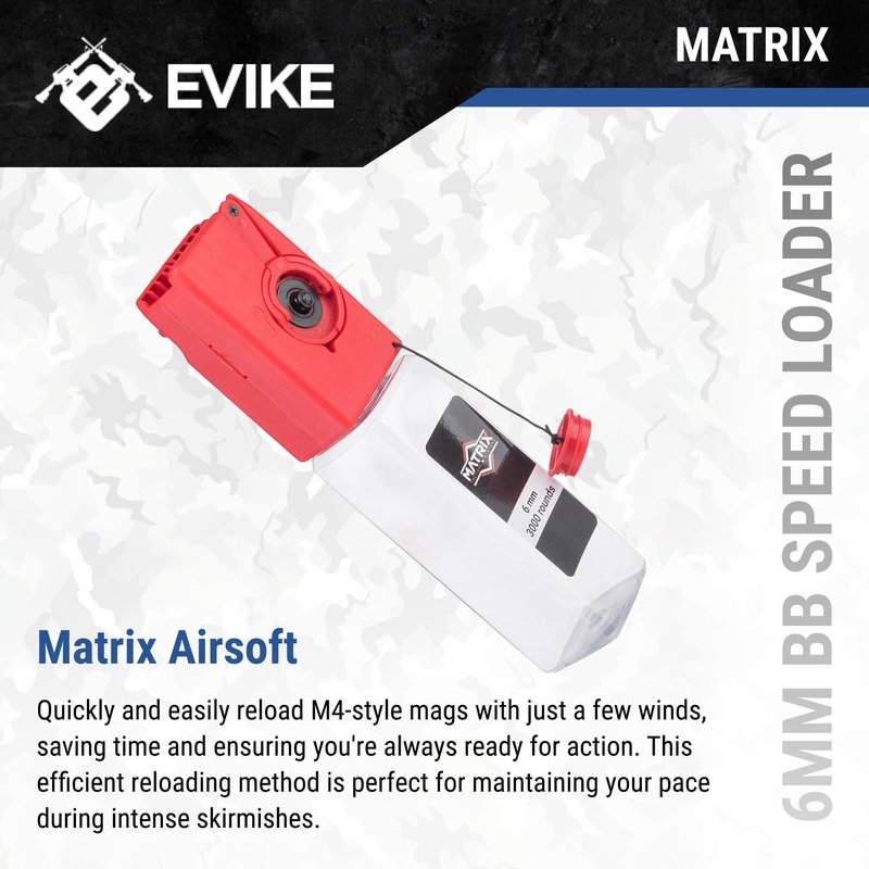 Evike Airsoft - Matrix Winding 6mm BB Speed Loader for M4-Style Airsoft Magazines (Color: Red), 101056-MFG