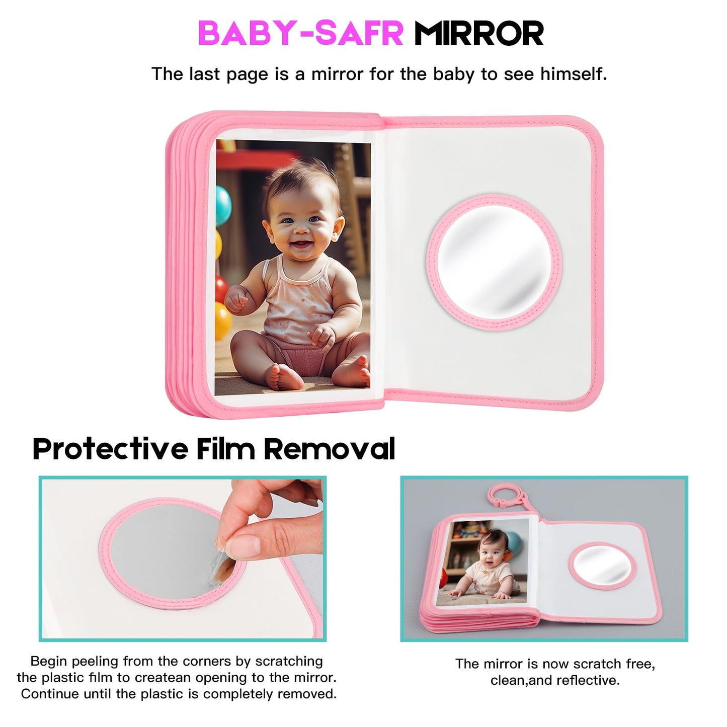 Baby Photo Book Holds 21 4x6 Photos, My First Photo Album for Baby or Toddler, "Love" Baby Photo Book Soft No Hard Edges, Cute Book Gift for Baby Shower Newborns Family Photos (Pink)