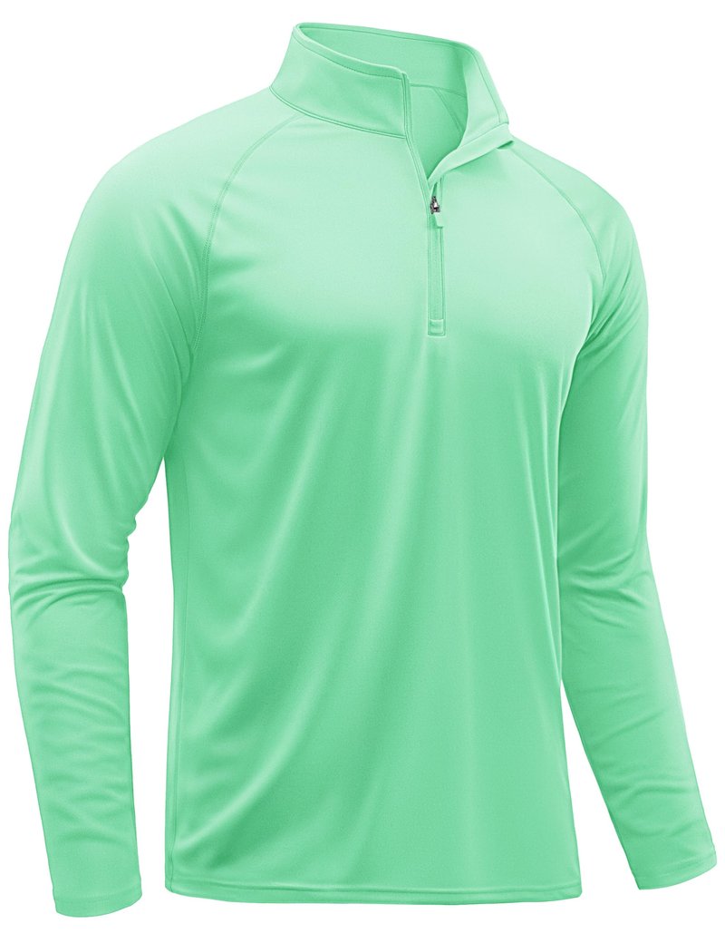 TACVASEN Sun Shirts for Men Long Sleeve Swim Shirts Quarter Zip Pullover 1/4 Zip Men Rash Guard Shirts Quick Dry Tops Outdoor Mint Green