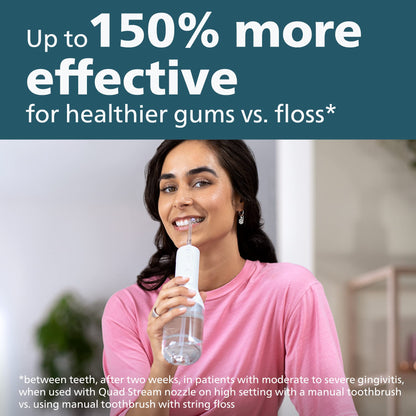 Philips Sonicare Cordless Power Flosser 3000 - Water Flosser with Innovative Quad Stream Technology, Oral Irrigator with 2 Flossing Modes and 3 Pressure Levels, IPX7 Waterproof, Black, HX3826/23