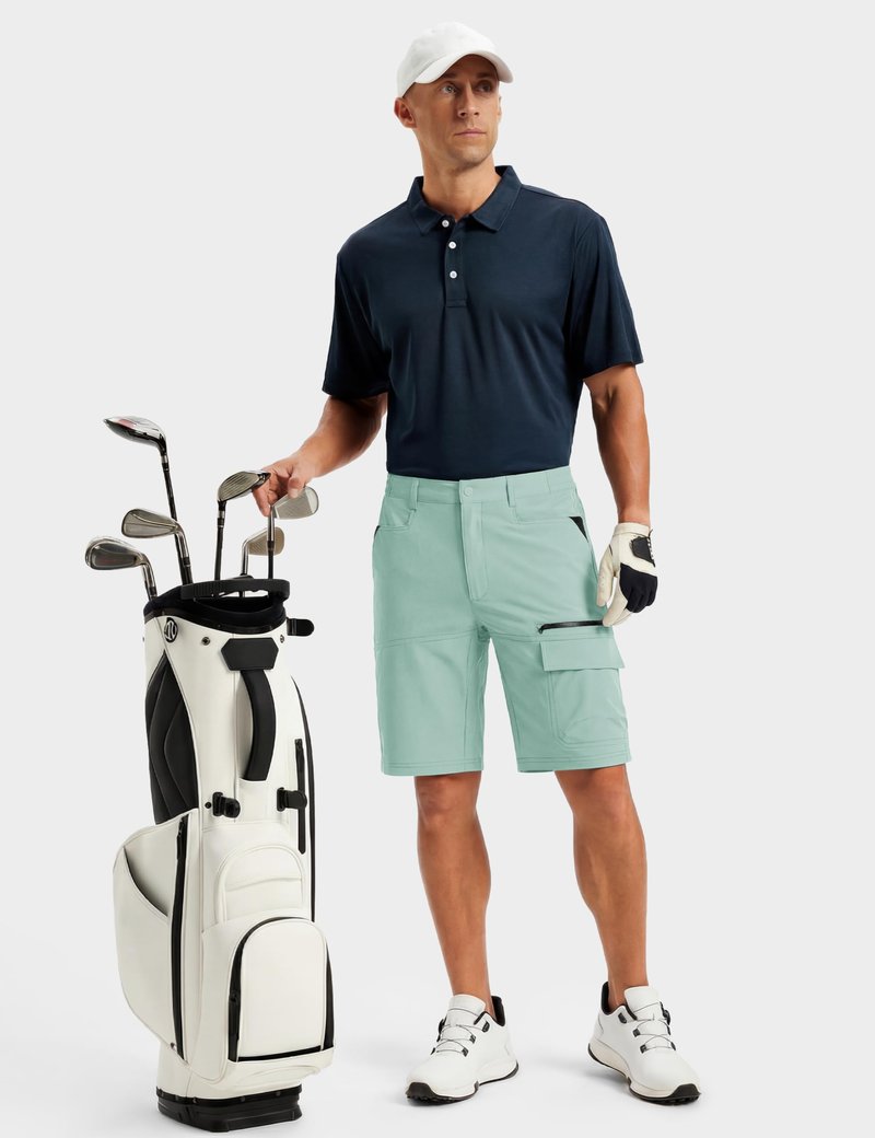 TACVASEN Mens Shorts 10" Dress Golf Outdoor Lightweight Quick Dry Summer Casual Fishing Travel Shorts with Zipper Pockets Lake Blue 32