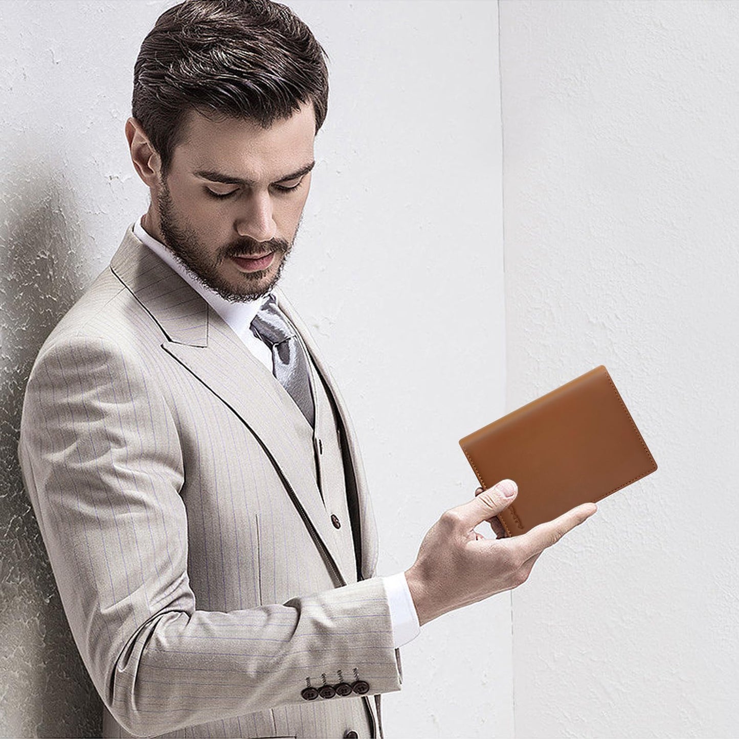 Genuine Leather Passport Holder Wallet Cover for Women and Men,Rfid Travel Wallet Passport Document Holder with Zipper Pocket Gift for Women and Men-Fathers Day Dad Gifts - Brown