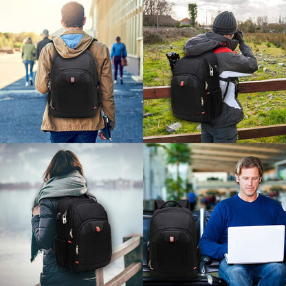 Della Gao Laptop Backpack, Extra Large Anti-Theft Business Travel Laptop Backpack Bag with USB Charging Port, Fit 17 Inch Laptop, Black