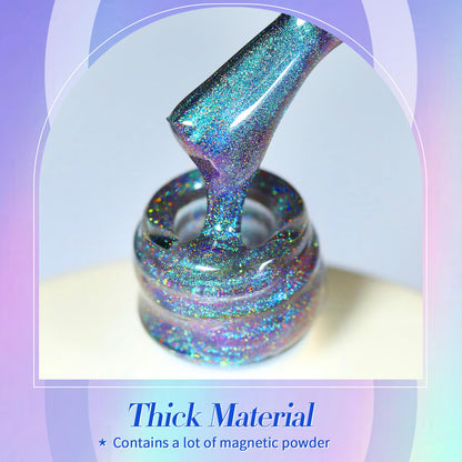 Born Pretty 9D Cat Magnetic Eye Gel Nail Polish Holographic Rainbow Gel Polish Blue Purple Soak Off U V LED Gel Polish Nail Art Design Manicure Salon DIY Home 15ML