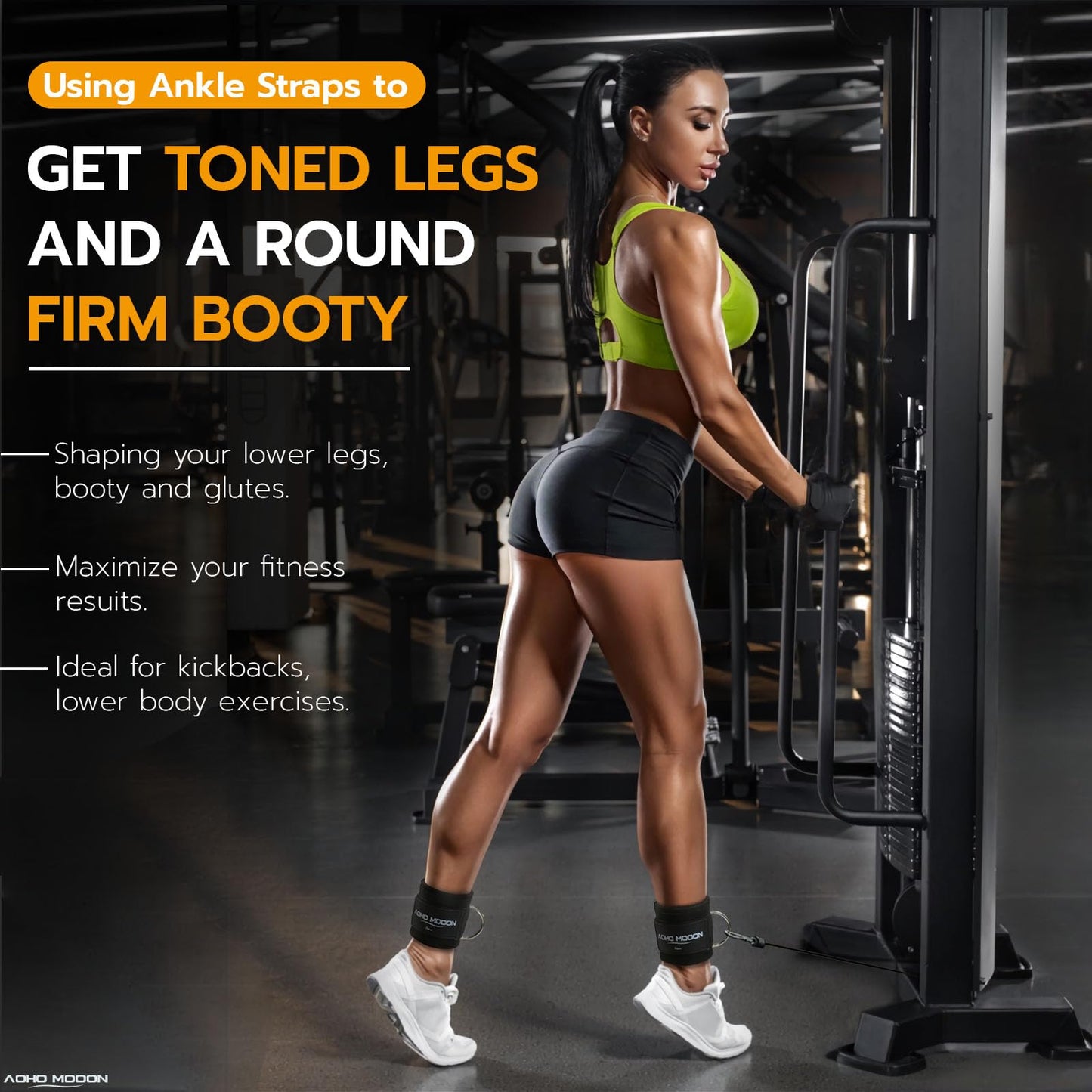 AOHO MOOON (Pair Comfortable Adjustable Ankle Straps for Cable Machines Women