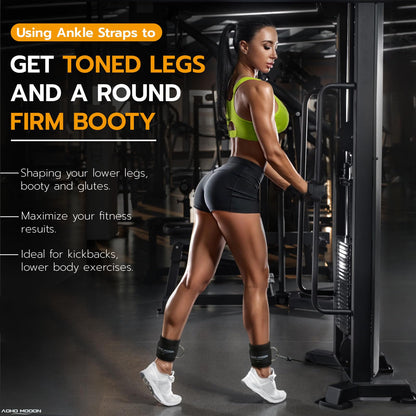 AOHO MOOON (Pair Comfortable Adjustable Ankle Straps for Cable Machines Women