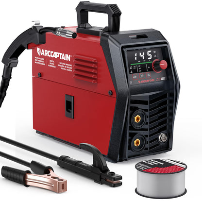 ARCCAPTAIN iControl MIG145 Pro 145A Flux Core MIG Welder 120V Welding Machine Gasless MIG Welder Flux MIG/MMA Stick/Lift TIG, 3 in 1 Welder Machine with Synergy, Portable Welder, APP Control