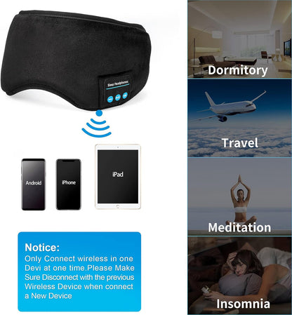 Bluetooth Sleeping Headphones,Perytong Skin-Friendly Wireless Music Bluetooth Sleep Eye Mask,Upgraded Travel Sleeping Headset,Bluetooth Handsfree Sleep Eye Shades Built-in Speakers Microphone Washable