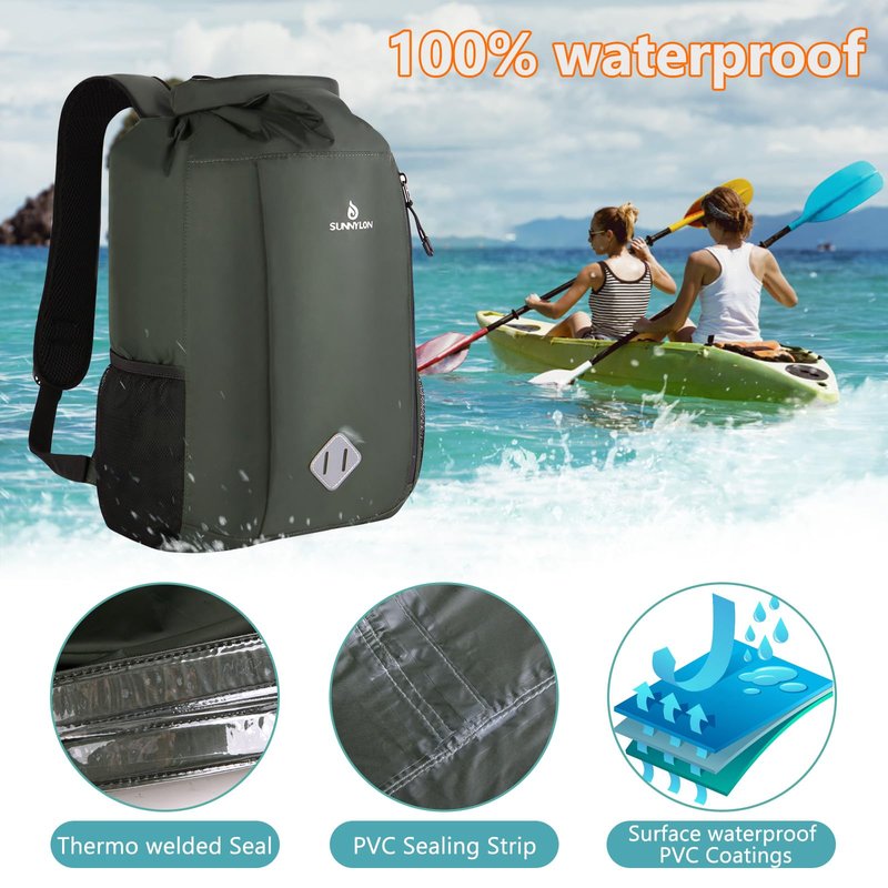 Sunnylon Dry Bag Backpack, 20L Dry Bags Waterproof with Waist Pouch and Phone Case,Roll top Dry bag for kayaking,Marine dry bag for Kayaking,Beach, Rafting, Boating, Hiking, Camping and Fishing
