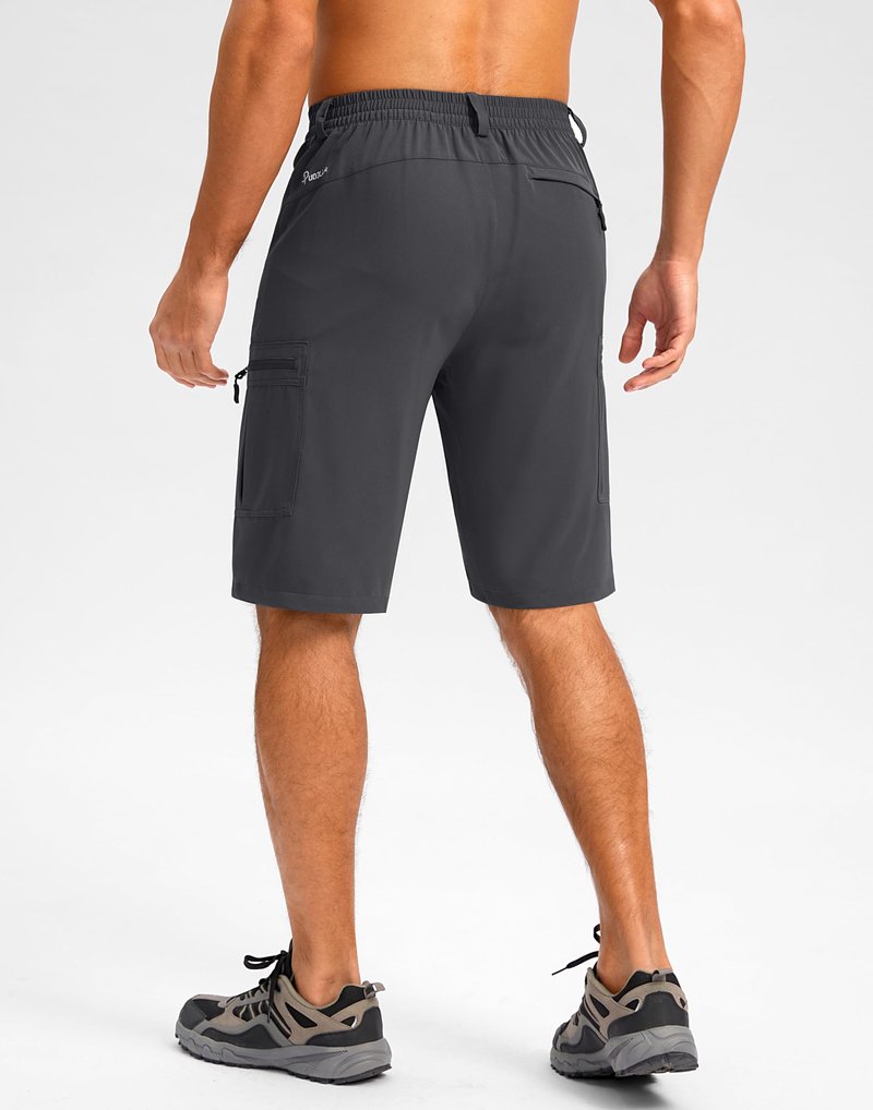 Pudolla Men's Hiking Shorts 11" Lightweight Cargo Work Shorts for Men Summer Travel Golf Casual Outdoor with 5 Pockets(Deep Grey Large)
