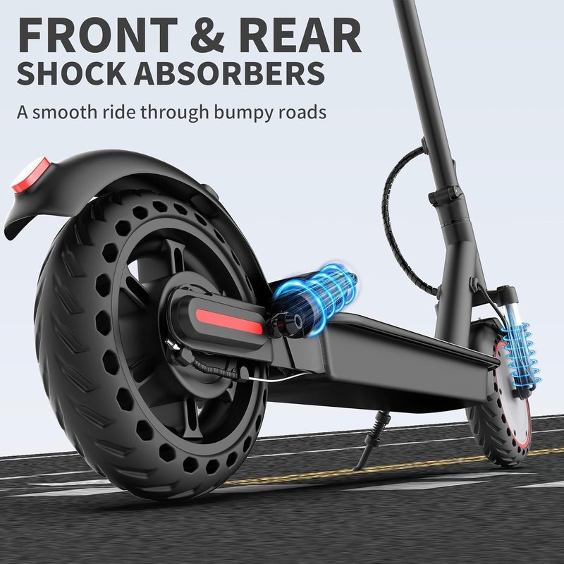Electric Scooter for Adults - 19MPH, 21-Mile, Dual Suspension, 8.5" Solid Tires, 350W Motor, UL2272 Certified Foldable Commuting E-Scooter with App Control