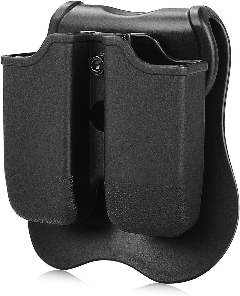 Double Magazine Pouch for Glock 17, 19, 22, 23 | 9mm & .40 Cal Dual Stack Mag Holder - Adjustable Ambidextrous Design | Black