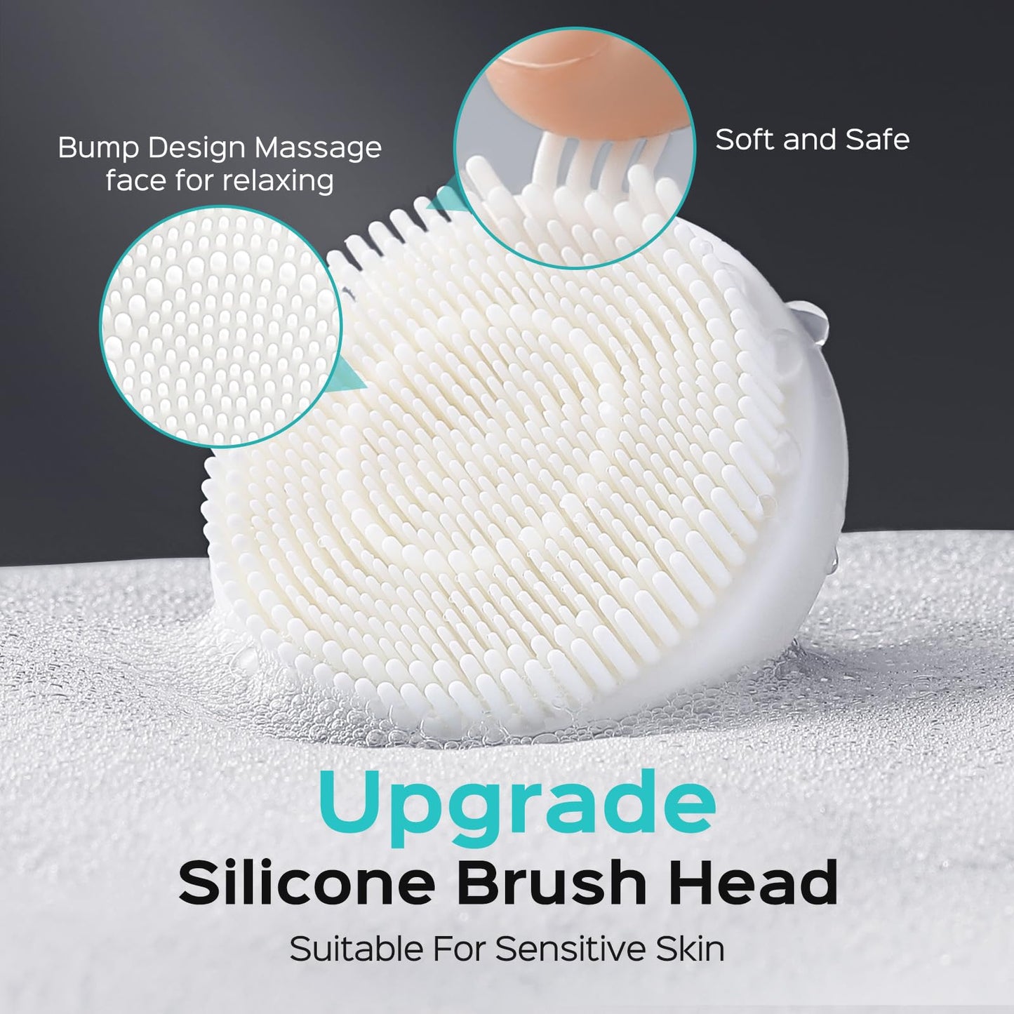 COSLUS Facial Cleansing Brush Silicone Face Scrubber: 2 in1 FBS-D Electric Exfoliating Massage Device Waterproof Deep Cleaning Exfoliation Rotating Spa Machine - Electronic Skin Care Wash Clean System