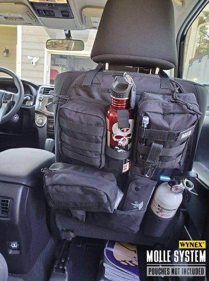 WYNEX Car Seat Back Organizer, Tactical Molle Vehicle Panel Universal Fit Car Backseat Cover Protector with 3 Storage Pouch - 2 Packs