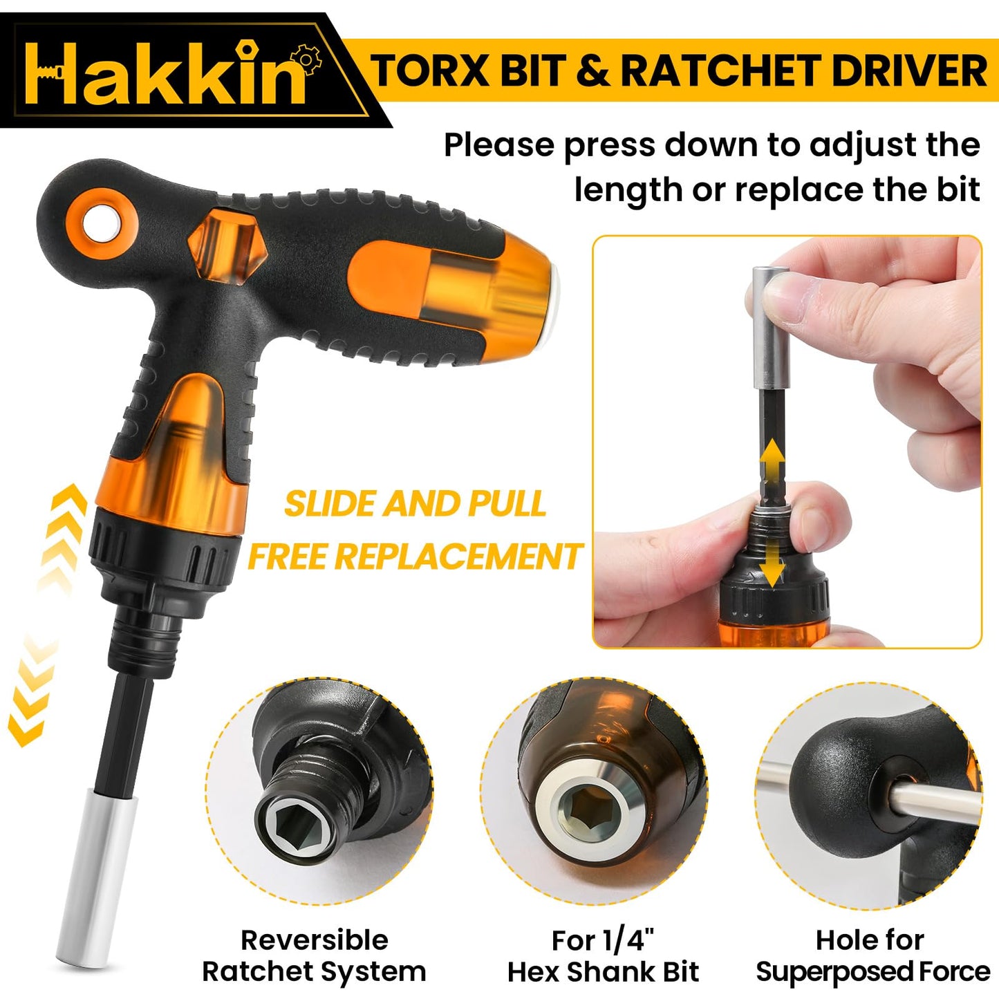 13Pcs Torx Screwdriver Sets Hakkin Torx Bit Set with Ratchet Screwdriver 75mm Torx Security Bit Set S2 Steel T6-T40 Magnetic Tamper Proof torx Bits for Screwdrivers, Impact Drill, Ratchet Wrench etc