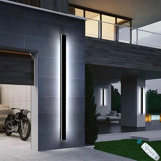 79In Long Outdoor Wall Light Waterproof IP65, 2700K-6500K Dimmable Modern LED Exterior Wall Sconce Black Linear Wall Mount Lighting for House Courtyard Porch(1Pack)