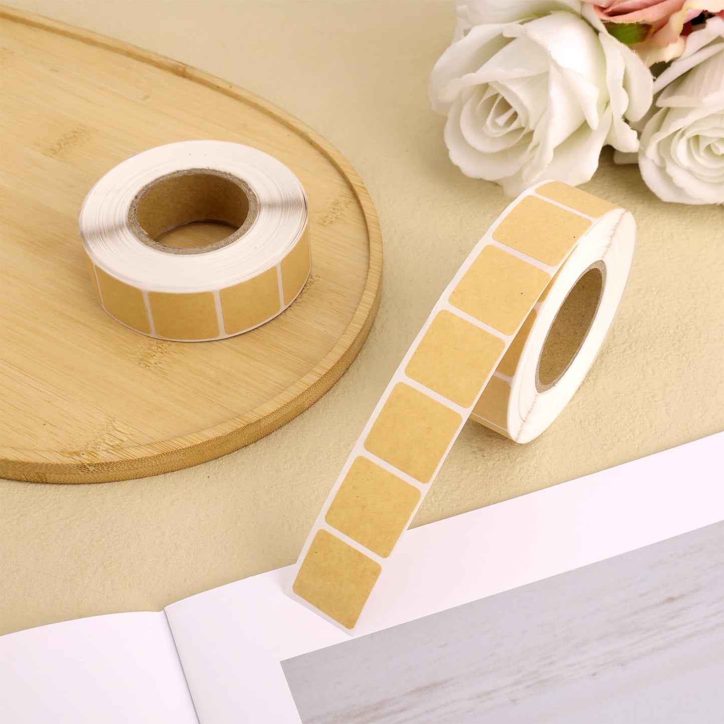 Tinoaly 2000pcs/2 Rolls Pasters, 1 Inch Self-Adhesive Stickers Tape Square Shooting Cardboard Paper Label Marker for Shooting Range Practice (Yellow)