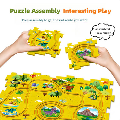 Puzzle Racer Kids Car Track Toy Car Set for Kids DIY 8PCS Puzzle Track Rail Route Educational Game Gift Toys for Children 2 3 4 5 6 Years