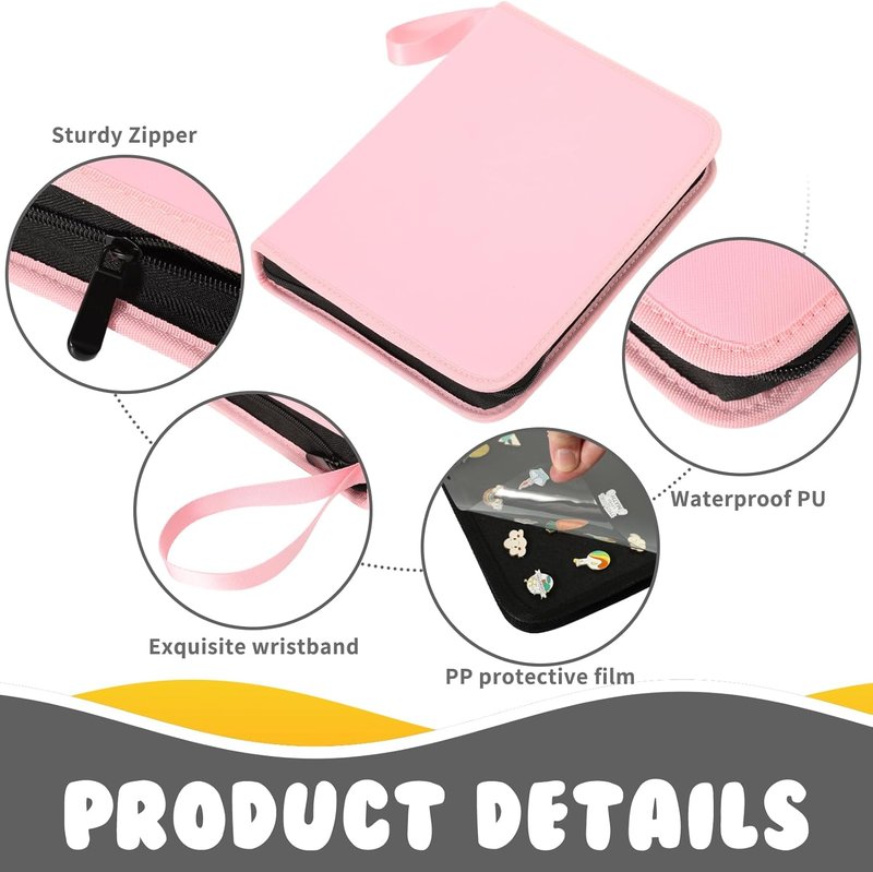 Enamel Pin Display Book - 6-Page Portable Pin Trading Organizer | PU Pink