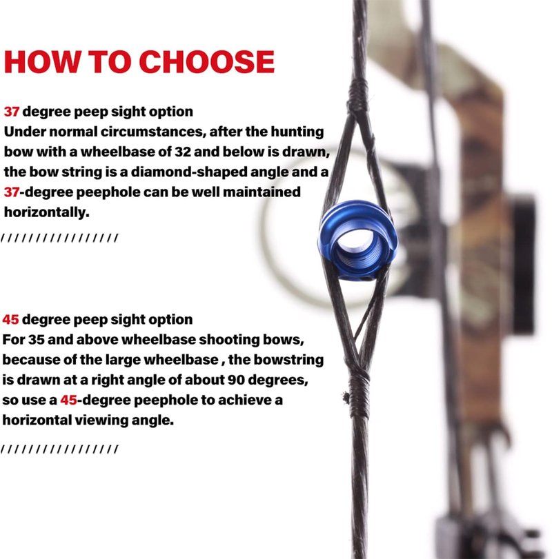 Archery Peep Sight Kit - 6X/8X Clarifier & 5 Aperture Lenses for Compound Bow | 37/45 Degree