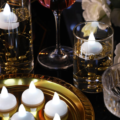 Honoson 24 Pack Flameless LED Floating Candles 1. 6'' Waterproof LED Floating Tealights Battery Water Activated Tealights for Weddings Pool Centerpiece Party Decor(White)