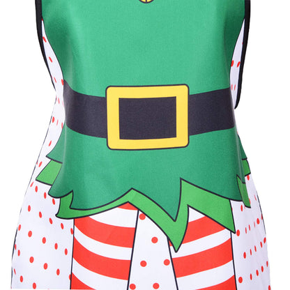 DearHouse 2 Pack Christmas Elf Apron, Cute Adjustable Kitchen Chef Bib BBQ Cooking Funny Flirty Aprons for Adult，Holiday Kitchen Apron Funny Creative Thanksgiving