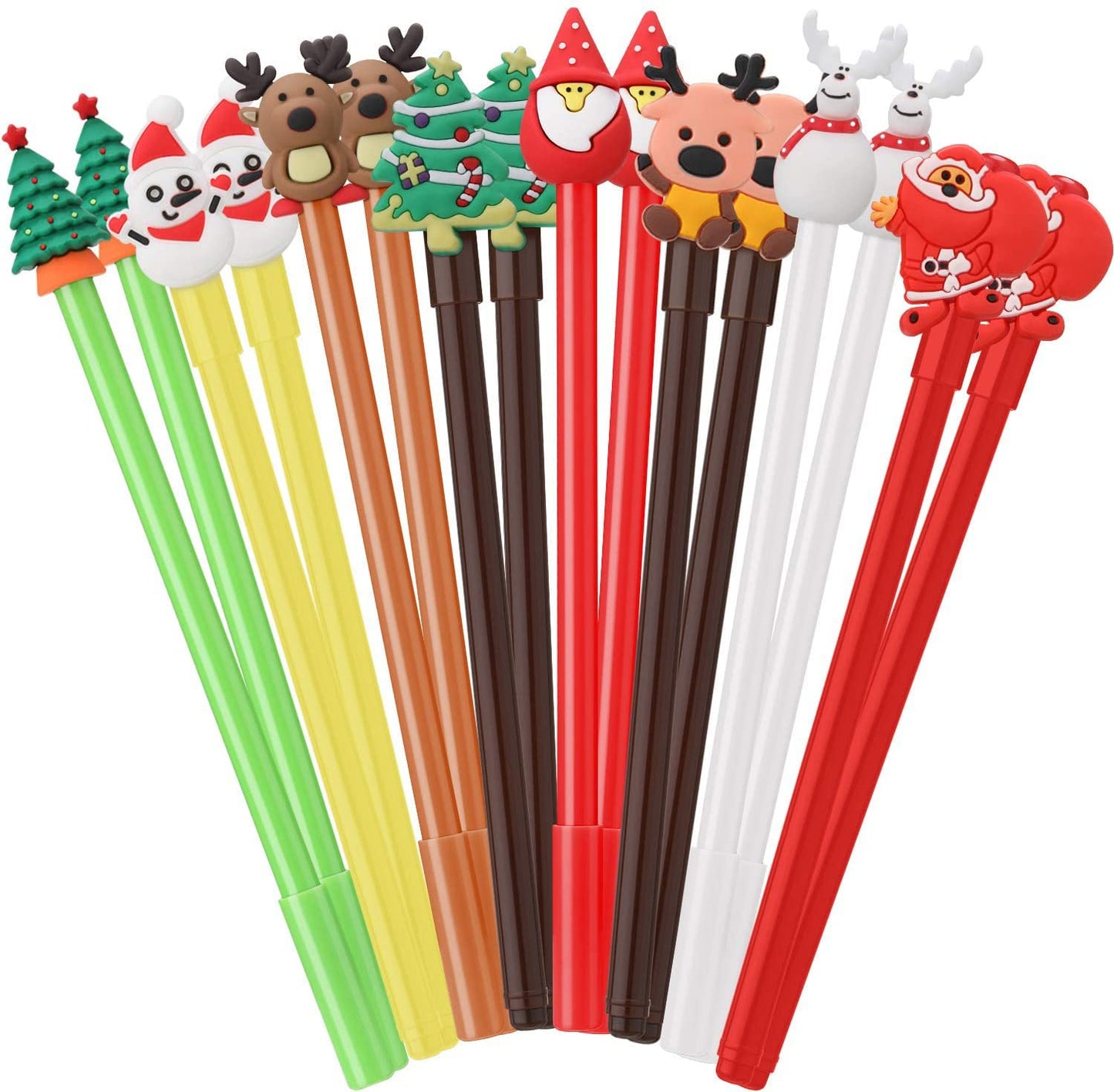 Christmas Gel Ink Pen Novelty Rollerball Pens Black Gel Ink for School Boys and Girls Office Supplies, 8 Style - Christmas Tree, Snowman, Reindeer, Santa Claus (64 Pieces)