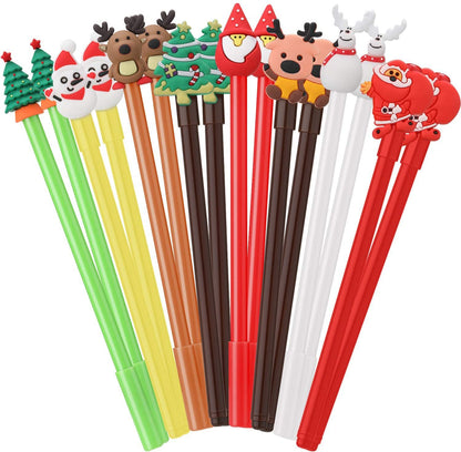 Christmas Gel Ink Pen Novelty Rollerball Pens Black Gel Ink for School Boys and Girls Office Supplies, 8 Style - Christmas Tree, Snowman, Reindeer, Santa Claus (64 Pieces)