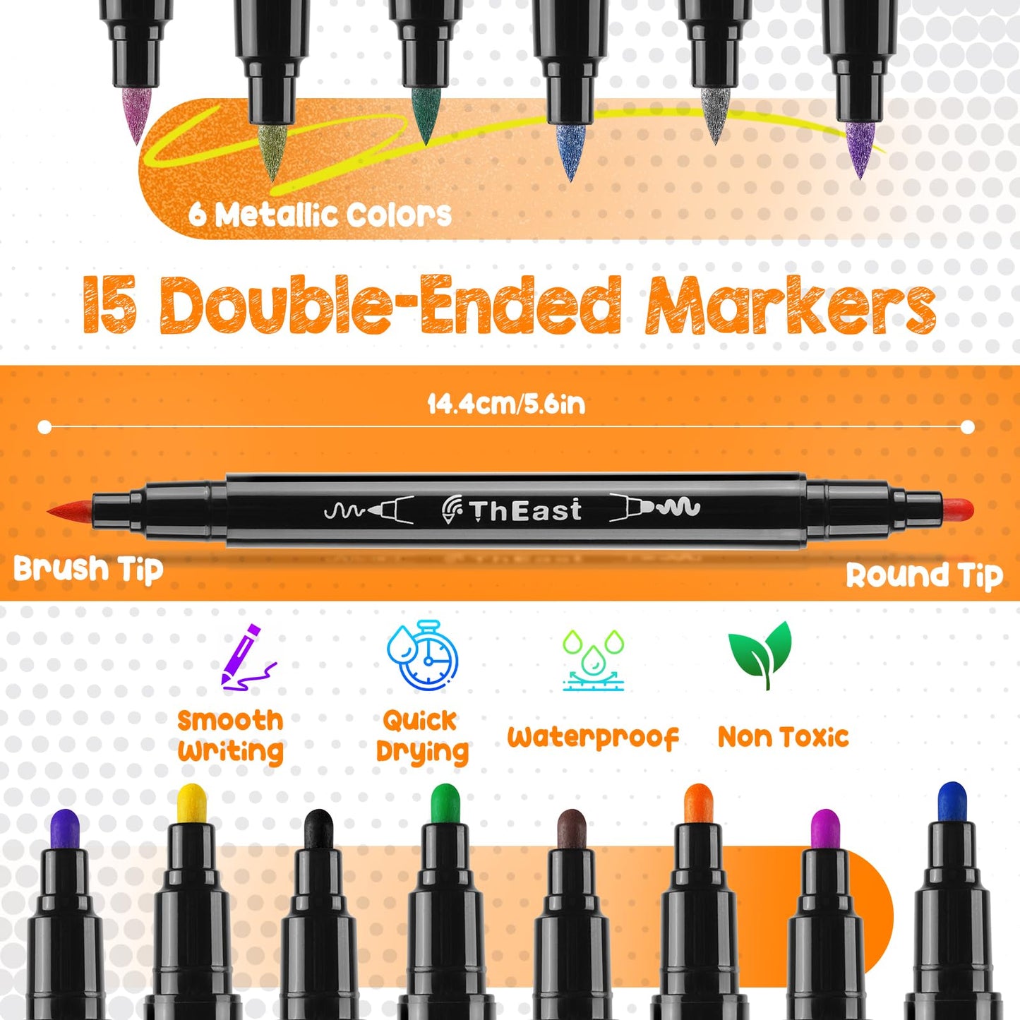 ThEast Halloween Face Painting Kit for Kids, 15 Colors Washable Face Paint Markers, Tattoo Markers Body Paint Pens, Halloween Facepaint Makeup, Teen Girl Gifts Trendy Stuff