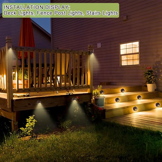Low Voltage Deck Step Lights Outdoor Waterproof,12 Pack LED Deck Stair Lights Outdoor,12-36V 2.5W Fence Lighting with 2700K Warm Light for Patio Garden.
