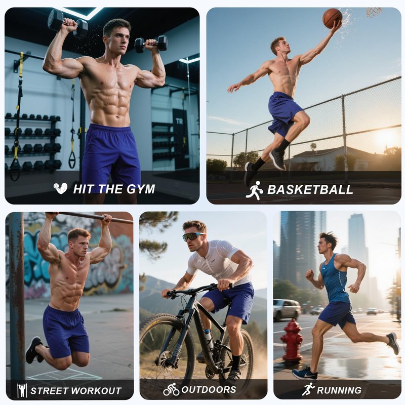5 Pack Athletic Gym Shorts for Men - Quick Dry Men's Basketball Shorts with Pockets and Elastic Waistband, Running Workout Activewear