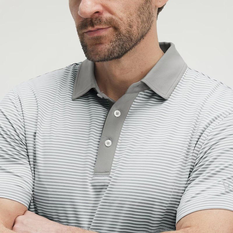 M MAELREG Mens Golf Shirt Dry Fit Short Sleeve Striped Performance Moisture Wicking Polo Shirt Golf Shirts for Men