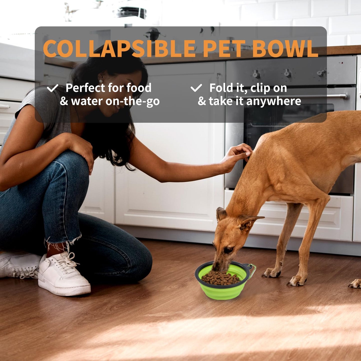 Collapsible Dog Bowls for Travel 2 Pack Dog Portable Water Bowl for Dogs Cats Foldable Feeding Watering Dish for Traveling Camping Walking with 2 Carabiners (Blue Green)