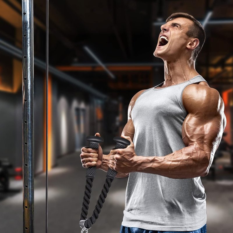 Kipika Tricep Pull Down Attachment - Cable Machine Accessory for Home Gym | Durable Pulley System Fitness Equipment
