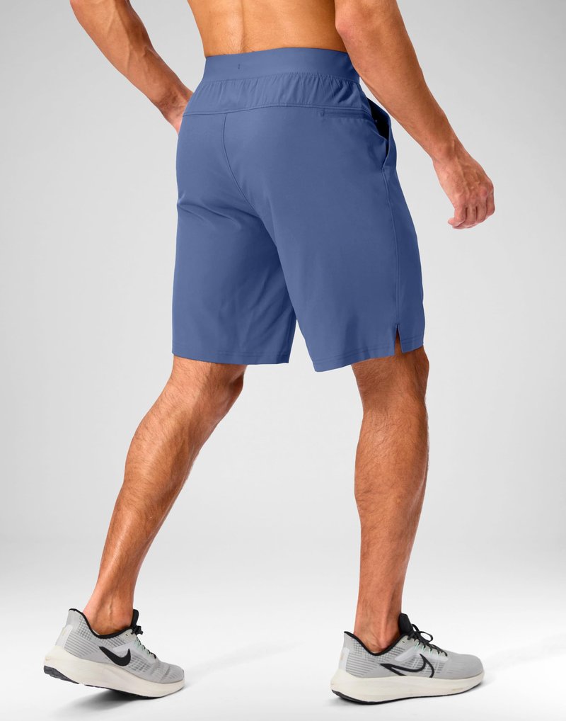 Soothfeel Men's Running Shorts with Zipper Pockets 9 Inch Lightweight Quick Dry Gym Sports Athletic Workout Basketball Shorts for Men (Blue, L)