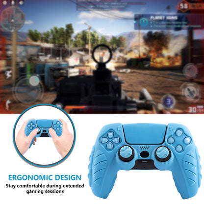 CHIN FAI Ergonomic Soft Grip Skin Compatible PS5 Controller Cover, Anti-Slip Silicone with 6 Thumb Grips Accessories Set for PlayStation 5 (Starlight Blue)