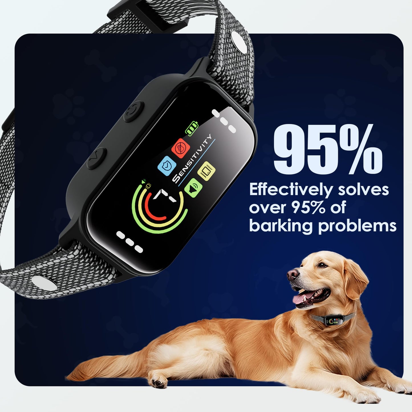 JEUJE Dog Bark Collar 2 Pack, Bark Collar for Large Medium Small Dogs, Rechargeable Smart Bark Collar, Anti Barking Training Collar with 7-Level Sensitivity + 5 Safety Modes Humane Training System